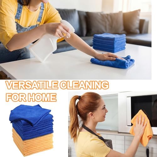Nuenen Car Microfiber Clean Cloths, Yellow,Blue, 16 x 16 Inch, 60 Pcs - Image 6