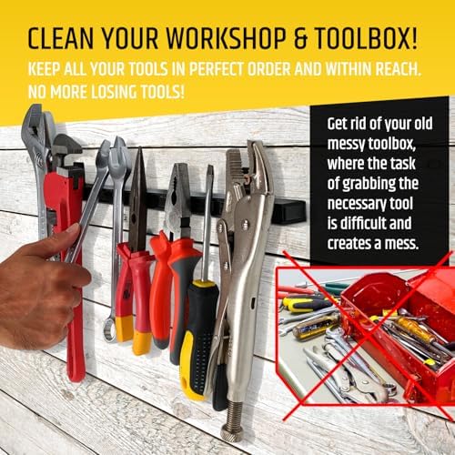 HMmagnets 17" Heavy-Duty Magnetic Tool Holder (Upgraded Version) - Extremely Powerful Magnetic Pull Force to Hold Heavy Tools - Professional Space-Saving Magnetic Bar - Tool Organizer Rack/Strip - Image 6
