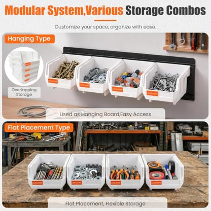 16pc Wall-Mounted Storage Organizer Set with Metal Rails White - Image 5