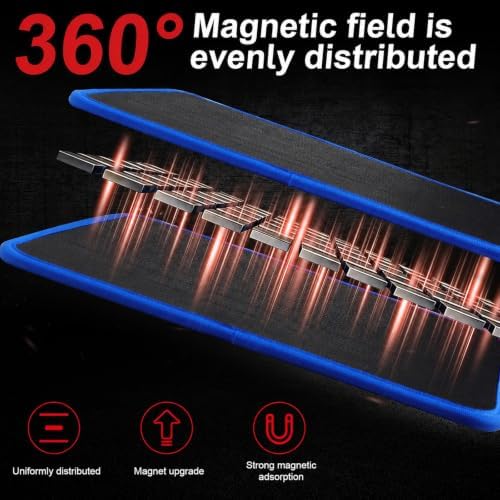 Magnetic Tool Mat Set, Heavy-Duty Magnetic Parts Holder with 4 Sizes Non-Slip Trays, Suitable for Auto Repair and Workshop Organization, Mens Gifts for Mechanics, Car & DIY Enthusiasts (Blue) - Image 6