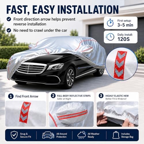 Car Cover Waterproof All Weather, 8-Point Fastening for -Benz S-Class - Image 4