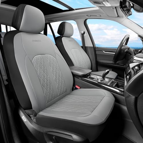 Coverado Universal Leather Seat Covers Full Set for 5 Seats – Waterproof, Durable All-Weather Protector for SUV, Pickup Truck, Sedan, Gray - Image 2