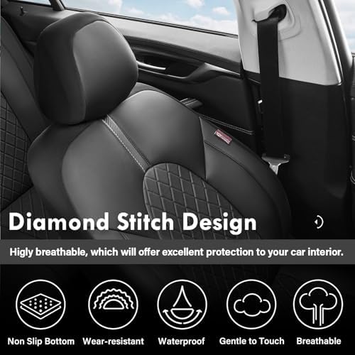 Coverado Universal Front Car Seat Covers, Waterproof Seat Protectors for Gym Sports & Pets, Quick-Fit for Cars SUVs and Trucks (Black) - Image 4