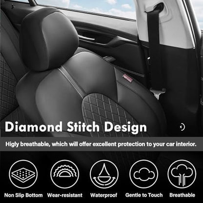 Coverado Universal Front Car Seat Covers, Waterproof Seat Protectors for Gym Sports & Pets, Quick-Fit for Cars SUVs and Trucks (Black) - Image 4