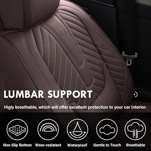 Coverado Front Seat Covers, Waterproof Leather Car Seat Protector, Universal Fit for Most Cars (Brown) - Image 3