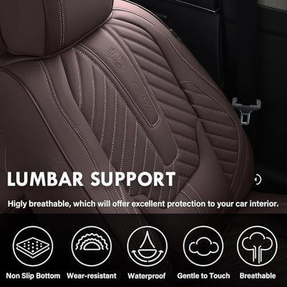 Coverado Front Seat Covers, Waterproof Leather Car Seat Protector, Universal Fit for Most Cars (Brown) - Image 3