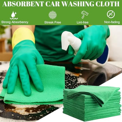 Nuenen Car Microfiber Clean Cloths, Green, 16 x 16 Inch, 60 Pcs - Image 2