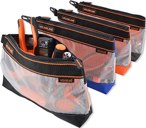 WELKINLAND Clear Tool Pouch, 4-Pack 12-Inch Zippered Tool Pouch by WELKINLAND