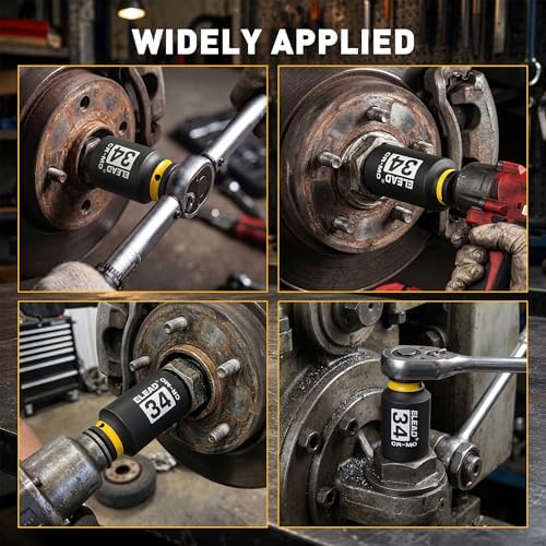 ELEAD 34 mm Socket 1/2" Drive Deep Impact Socket, Metric 6 Point 1/2-inch Drive Impact Axle Nut Sockets, CR-MO Nut Socket Set, Tools for Easy Removal of Axle Shaft Nuts - Image 6