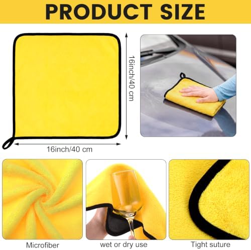 Tallew 300 Pcs Microfiber Towels:16"x16" Microfiber Drying Towels Bulk Micro Fiber Car Cleaning Cloth for Cars Drying Washing Polishing Office Windows Cleaning Household Supplies (Yellow) - Image 2