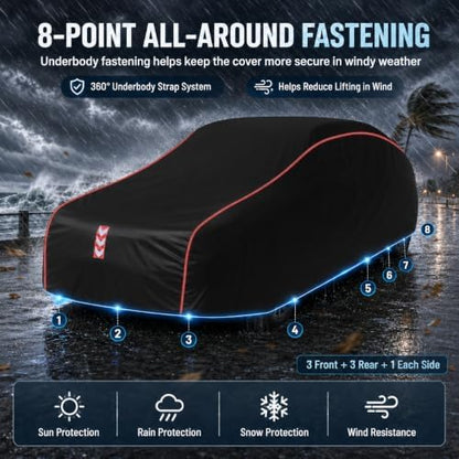 Coupe Car Cover Waterproof All Weather, 8-Point Fastening Fits186-193 in - Image 2