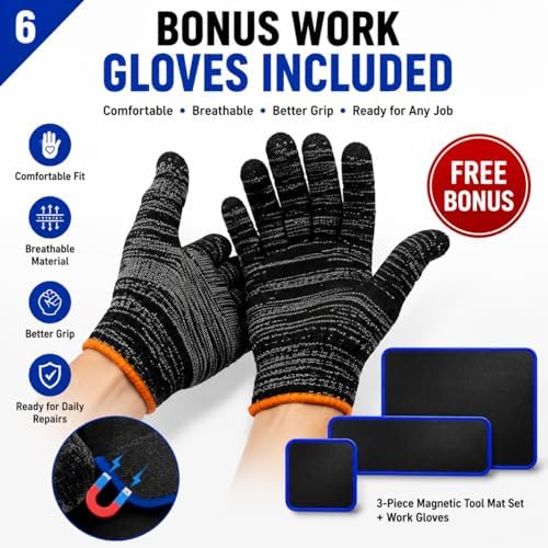 3‑Piece Flexible Magnetic Tool Mat Set, Heavy‑Duty Magnetic Mat for Tools, Strong‑Grip Magnetic Parts Holder with Non‑Slip Surface,Ideal for Auto Repair, Workshop & Jobsite Organization,Blue - Image 6