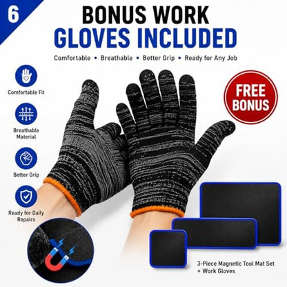 3‑Piece Flexible Magnetic Tool Mat Set, Heavy‑Duty Magnetic Mat for Tools, Strong‑Grip Magnetic Parts Holder with Non‑Slip Surface,Ideal for Auto Repair, Workshop & Jobsite Organization,Blue - Image 6