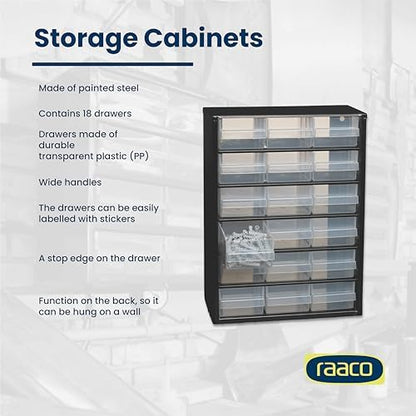 Raaco Steel Storage Cabinet, Standard 18-Drawer (C9-18) - Nuts & Bolts - Image 3