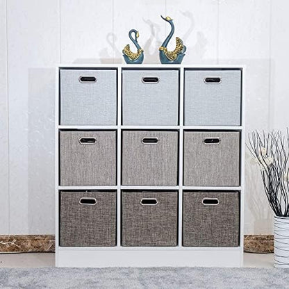 Posprica 3X Thicker Fabric Storage Cubes 13 inch Collapsible Storage Bins for Organization, Cubby Storage Baskets for Organizing Shelf Cabinet Bookcase Boxes, Set of 4, Coffee - Image 5