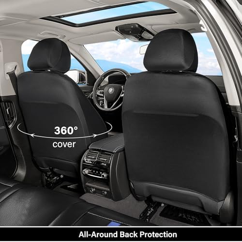 Coverado Leather Car Seat Covers Front Seats & Carbon Fiber, Waterproof and Durable All Weather Protector, Universal Fit for SUV, Pickup Truck, Sedan, Automotive Vehicle Interior, Black&Blue - Image 2