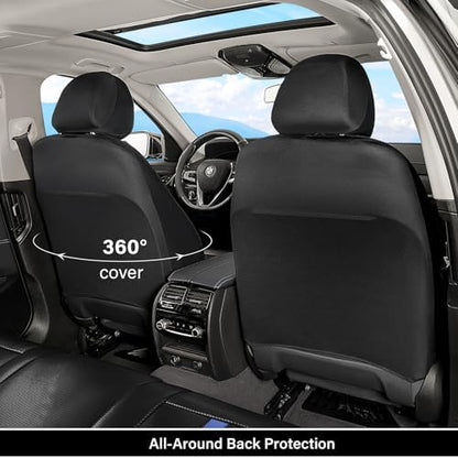 Coverado Leather Car Seat Covers Full Set & Carbon Fiber, Waterproof and Durable All Weather Protector, Universal Fit for SUV, Pickup Truck, Sedan, Automotive Vehicle Interior, Black&Blue - Image 3