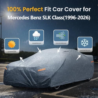 Waterproof Benz SLK Class 200 230 250 280 320 350 Car Cover with Breathable Vents, [Upgrade] Premium Covers with Cotton Liner and Zipper Door,Sun Rain Snow Dust Uv Protection.(Gift with Towel) - Image 3