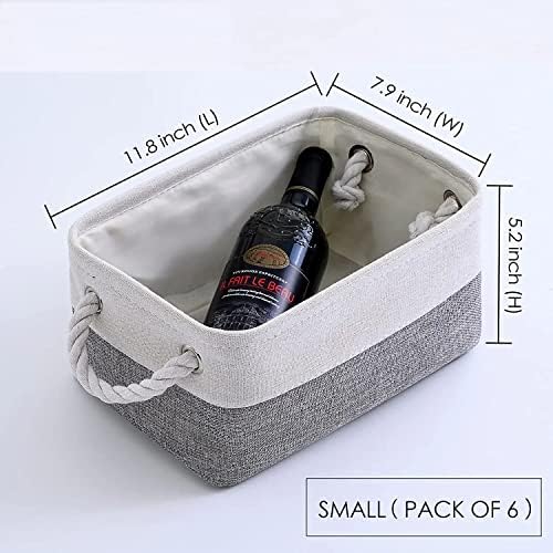 Storage Baskets 12x8x5 inch 10 Pack Fabric Baskets Foldable Storage Bins Decorative Baskets cloth storage baskets Storage Foldable Storage Bin with Rope - Image 3