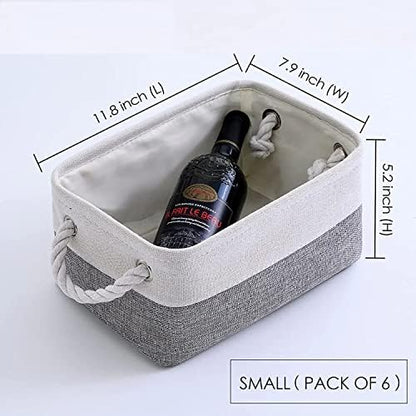 Storage Baskets 12x8x5 inch 10 Pack Fabric Baskets Foldable Storage Bins Decorative Baskets cloth storage baskets Storage Foldable Storage Bin with Rope - Image 3