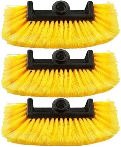 3 Pcs Car Wash Brush Head with Soft Bristles Flow Thru Car Cleaning Brush Yellow Car Wash Brush for Car Auto Truck RV Boat Camper Washing Home Auto Repair Shop by Swakuta