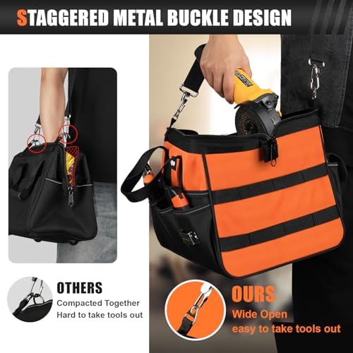 UUP Tool Bag ExtraLarge 20", Heavy Duty Spacious Tool Box Organizer, Orange - Image 6
