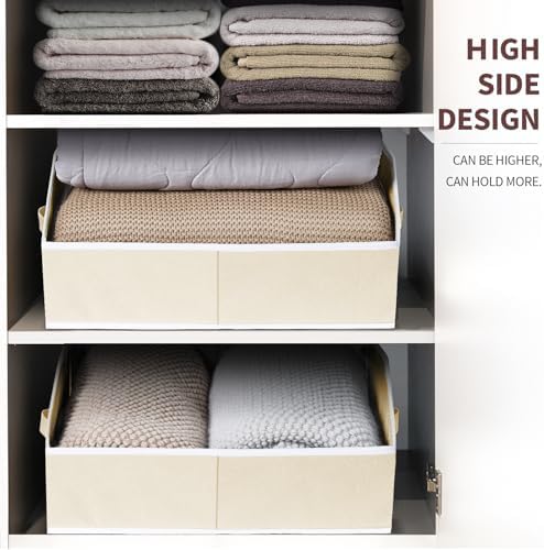 Homsorout Organizer Bins Cube Storage - Trapezoid Storage Bin 6 Pack, Fabric Baskets for Organizing, Large Storage Basket for Shelves, Closet Organizers for Toys, Clothes, Towels (Beige) - Image 5