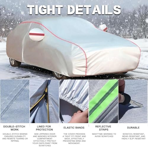Waterproof Car Cover for Dacia Duster 2, Full Car Covers with Door Zipper Outdoor Large Auto Cover Scratchproof Snow Rain UV Dust Resistant - Image 5