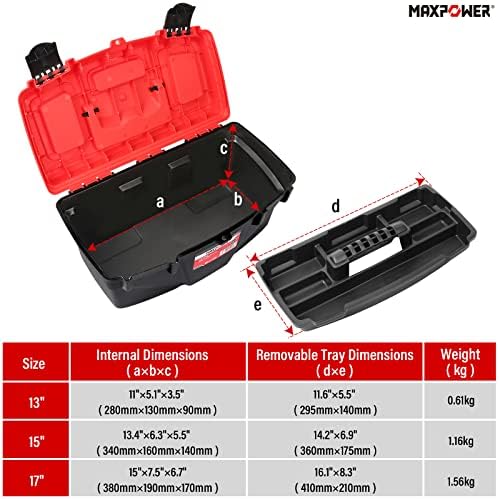 MAXPOWER 3-Pack Tool Boxes 13",15", 17", Removable Trays, Portable Storage - Image 3