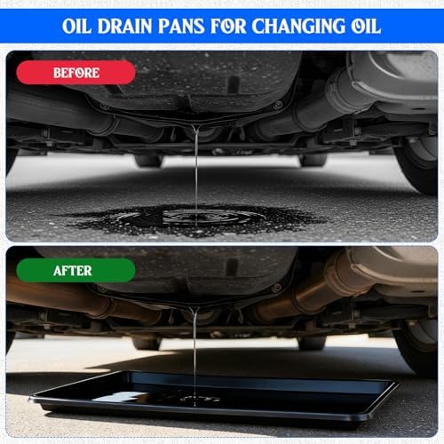 3 Pack Extra Large Oil Drip Pans for Under Car Black Plastic Tray - Image 5