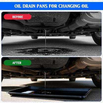 3 Pack Extra Large Oil Drip Pans for Under Car Black Plastic Tray - Image 5
