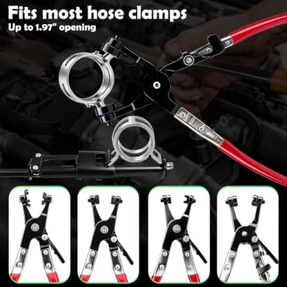 17 PCS Hose Clamp Pliers Set with Flexible Long Reach Cable, Professional Radiator & Fuel Line Removal Kit. (17 PCS) - Image 6