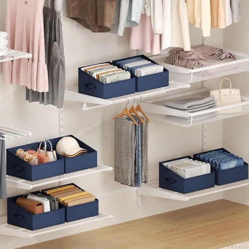 DIMJ Closet Storage Bins 10 Pack - Fabric Storage Baskets for Shelves, Collapsible Clothes Organizer with Handles, Trapezoid Shelf Organization Storage Cubes for Purse, Toys, Books, Towel, Clothes - Image 3