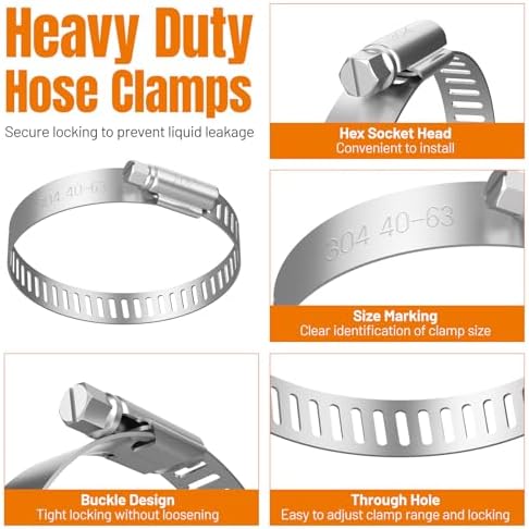 Housolution 250 PCS Pipe Clamps from 1/4" to 2.5" (6-63mm) with Clamp Tool - Image 5