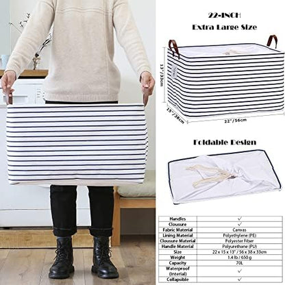 Hinwo 70L Extra Large Canvas Storage Bin with Lid and Handles, 6-Pack - Image 5