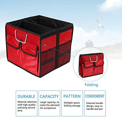 Car Trunk Organizer Collapsible Portable Multi Compartments Organizer with Non Slip Straps for SUV Truck Auto Vehicle Car Auto Minivan(Small without cover, Red) - Image 6