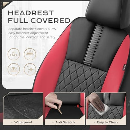 Coverado Car Seat Covers Full Set, Automotive Leather Seat Covers for Car，Universal Fit Front Back Seat Cover, Non-Slip Waterproof Breathable Car Seat Protector - Image 5