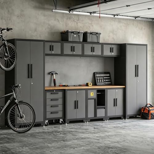 Torin Garage Storage Cabinets System, 12-Pcs Workshop Cabinet Set in Black by Torin