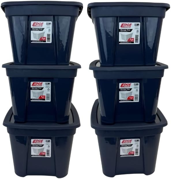 Edge Plastics Classic Storage Tote, durable storage in for home or garage with secure snap lid designed for stacking (6, Ink, 5 Gallon) - Image 7