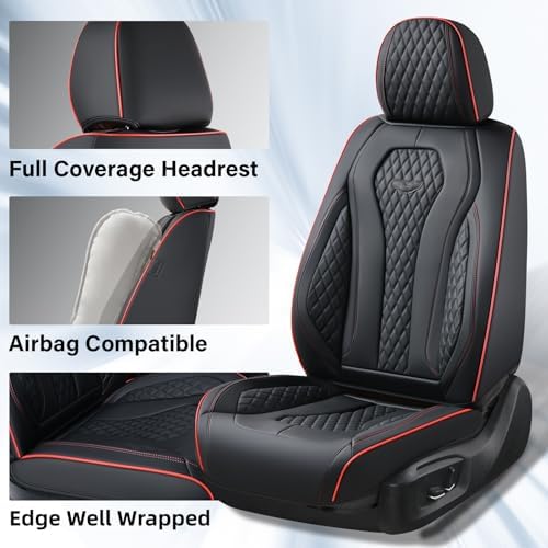 Coverado Automotive Seat Covers 5 Seats, Leather Seat Covers Fullset, Black Car Seat Covers, Luxury Car Seat Covers, Seat Cushion, Driver Seat Covers, Car Seat Protector Universal Fit Most Cars - Image 5