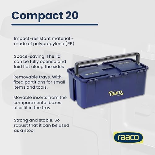 Raaco Tool Box with Removable Trays - 66 lb Load Capacity (Compact 20) - Image 4