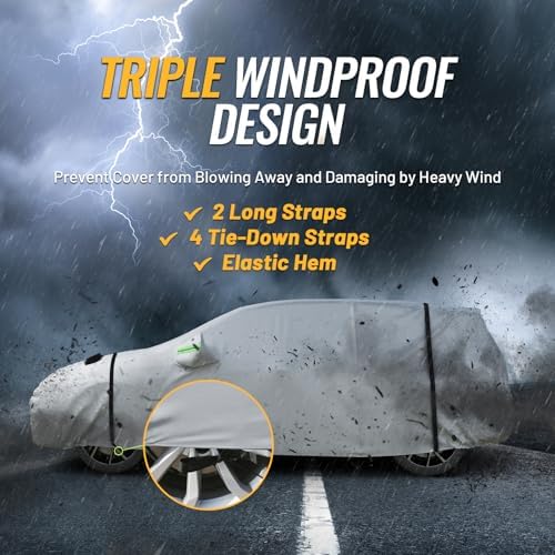 Favoto Car Cover Waterproof All Weather Windproof for SUV 188-198 Inches - Image 6