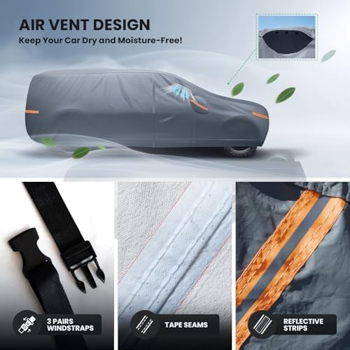 Waterproof Durango(1998-2026) Car Cover with Breathable Vents, [Upgrade] Premium Covers with Cotton Liner and Zipper Door,Sun Rain Snow Dust Uv Protection.(Gift with Towel Storage Bag) - Image 5