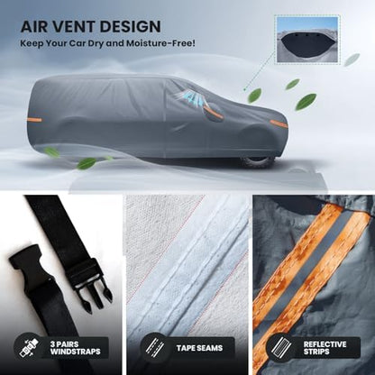 Waterproof Durango(1998-2026) Car Cover with Breathable Vents, [Upgrade] Premium Covers with Cotton Liner and Zipper Door,Sun Rain Snow Dust Uv Protection.(Gift with Towel Storage Bag) - Image 5