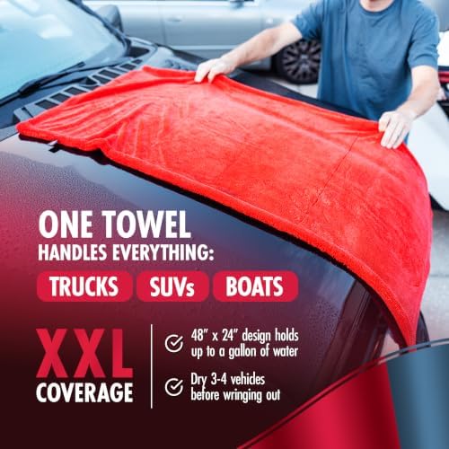 Extra Large Microfiber Car Drying Towel, Twisted Loop, 48x24, 1400GSM - Image 2