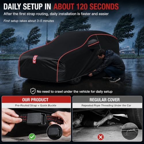 SUV Car Cover Waterproof All Weather, 8-Point Fastening, Fits 191-200 in - Image 3