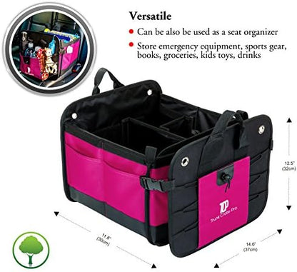 TRUNKCRATEPRO Save 15 per cent off bundle of 2 Car Trunk Organizer Multi-Compartment storage for men and women (Black and Pink) - Image 3