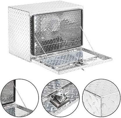 TUFFIOM Truck Bed Tool Box, 24"×17"×18" Heavy Duty Aluminum Diamond Plate Trailer Tool Box w/Lock Keys, Underbody Truck Box, Tool Storage Organizer Chest for Pick up,ATV,RV Trailer - Image 2