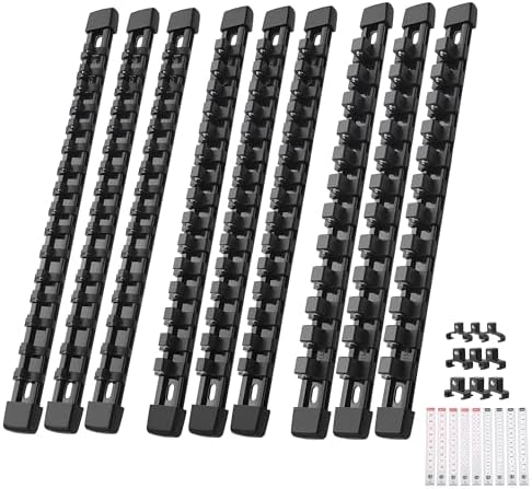 Reniteco 9-Pack Socket Organizer Set, 1/4" x 48 3/8" x 45 1/2" x 36 Clips by Reniteco