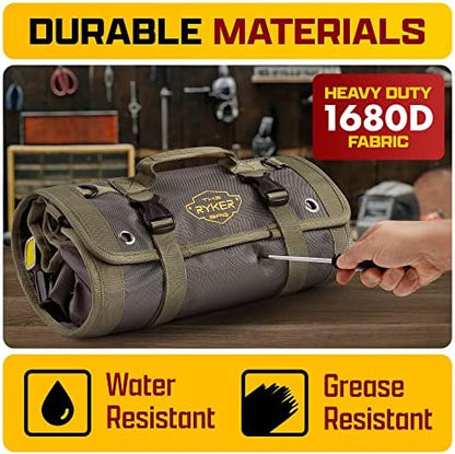 Ryker PRO Heavy Duty Motorcycle Tool Roll Up Bag w/Socket Wrench Organizer - Image 6